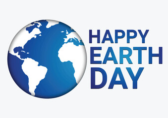 Happy Earth Day. Vector illustration on white background. Flat design.