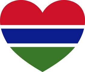 Gambia flag in heart shape isolated  on  transparent  background
