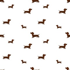 Seamless pattern with dachshund dogs on a white background. 
