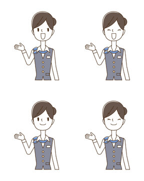 青いスカーフの女性　こちら