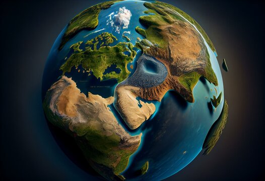 Pangea supercontinent in planet earth rotating. Generative AI