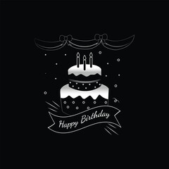 realistic blak and white birthday vector illustration