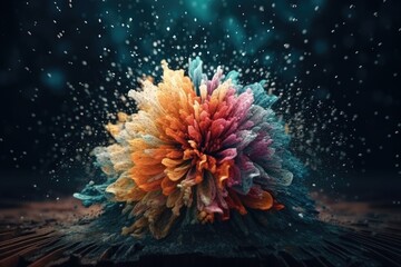 vibrant floating flower. Generative AI