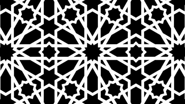 Traditional Islamic pattern.  
A geometric Islamic pattern with a zoom out.