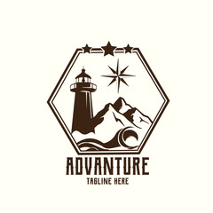 logo mountain and tower vector illustration