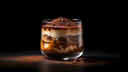 Classic tiramisu dessert in a glass cup. Divine Tiramisu Dessert Italian Elegance in a Glass