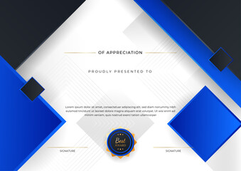 minimal blue triangle certificate template design