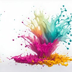 Obraz na płótnie Canvas Colorful Powder Splash Art Illustration with White Background. Created using generative AI
