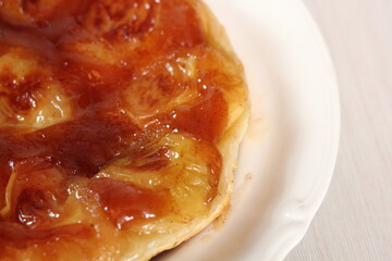 Freshly baked pie. Making Apple Tarte Tatin with Cinnamon Series.