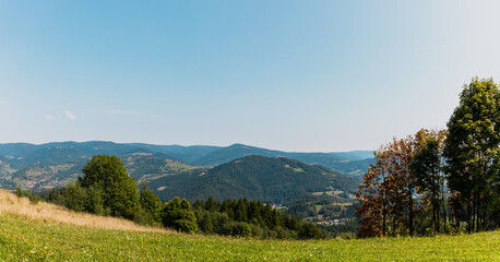 Fototapeta na wymiar Beautiful landscape of south Poland - Beskid Sadecki Mountains