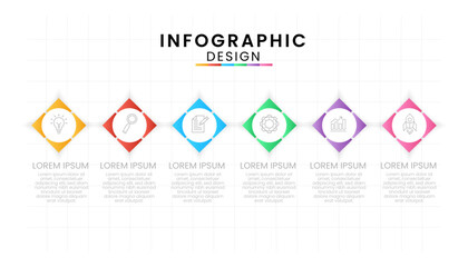 Business data process chart concept. Circle infographic icons designed for modern background template with 6 options, steps, parts.