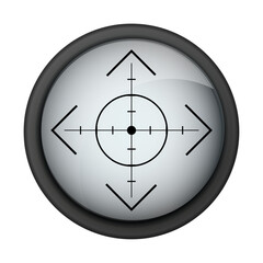 Realistic sniper sight. Sniper scope with measurement marks template. Sniper scope crosshairs view. Realistic vector optical sight.