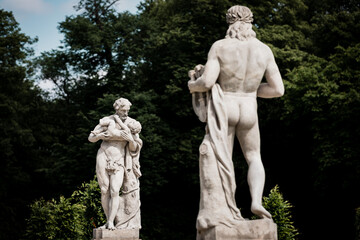 Fototapeta na wymiar Old statues in Wialanowski Palace, Warsaw, Poland