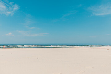 Fototapeta na wymiar Landscape of beautiful sandy beach at Baltic Sea, Poland
