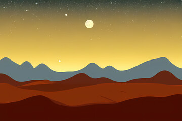 Fototapeta na wymiar desert landscape from mars in minimalist style vector for posters