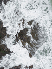 Coastal Drone landscape with rough sea