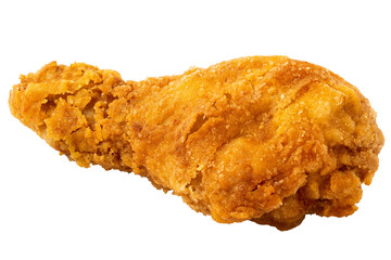 Crispy fried chicken drumstick isolated.