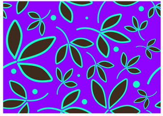 Abstract art nature seamless background vector illustration. Modern shapes art for wallpaper web backdrop, Story board. Fabric material design Seamless. Black leaves. Colourful design.