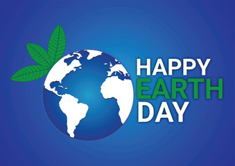 Vector Illustration of background for Happy Earth Day with green leaf on blue background