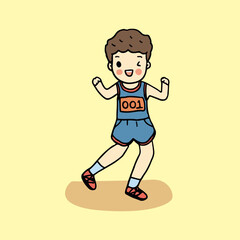 Fototapeta premium Man jogging. Cartoon illustration on yellow background