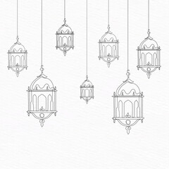 one line drawing of Ramadan lamp