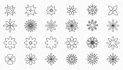 Flower icon set, line drawing of Different type flower icon and clipart