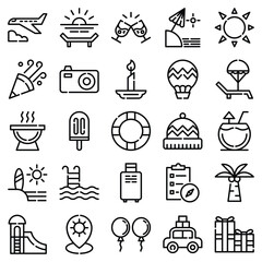 Holiday icon set (outline). The collection includes web design, application design, UI design.