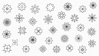 Flower icon set, line drawing of Different type flower icon and clipart