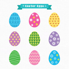 Collection Of Colorful Easter Eggs Vector illustration, Different type of Clipart Design on it