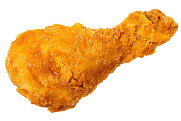 Crispy fried chicken drumstick isolated from above. - 587656317
