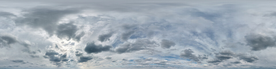 overcast blue sky with cumulus clouds as seamless hdri 360 panorama with zenith in spherical...
