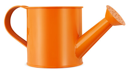 Metal vintage orange Watering Can, isolated on white background with clipping path, spring time...