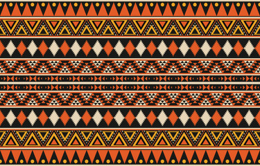 Ikat geometric folklore ornament. Tribal ethnic vector texture. Seamless striped pattern in Aztec style. Figure tribal embroidery. Indian, Scandinavian, Gypsy, Mexican, folk pattern. Boho chic design.