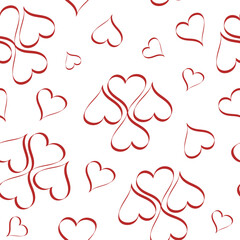 Seamless pattern with hearts on a pink background. Vector design. Valentine's Day. Materials for decorating Valentine's Day. For print, fabric, scrapbooking, wrapping paper, postcards, packaging