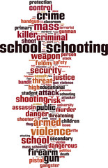 Obraz premium School schooting word cloud concept. Collage made of words about school schooting. Vector illustration 