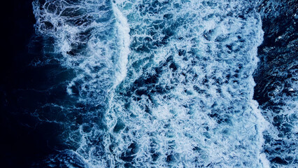 Amazing Blue ocean wave Top-down Aerial view shot. Professional footage