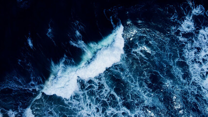 Amazing Blue ocean wave Top-down Aerial view shot. Professional footage