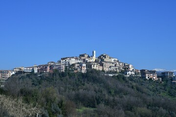 Fototapeta na wymiar Panoramic view of Pofi, a medieval town in the province of Frosinone in Italy.