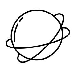 Minimalist black planet icon on transparent background