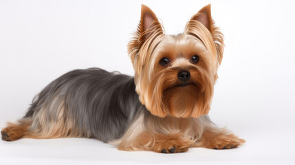 animal on the white Background Yorkshire terrier generative ai