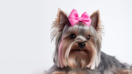 animal on the white Background Yorkshire terrier generative ai