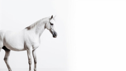 Naklejka na ściany i meble animal on the white Background white horse generative ai