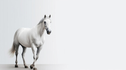 Naklejka na ściany i meble animal on the white Background white horse generative ai
