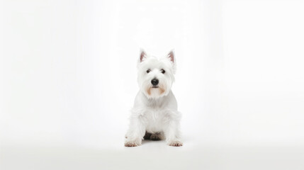 Fototapeta na wymiar animal on the white Backgroundswayok West Highland White Terrier generative ai