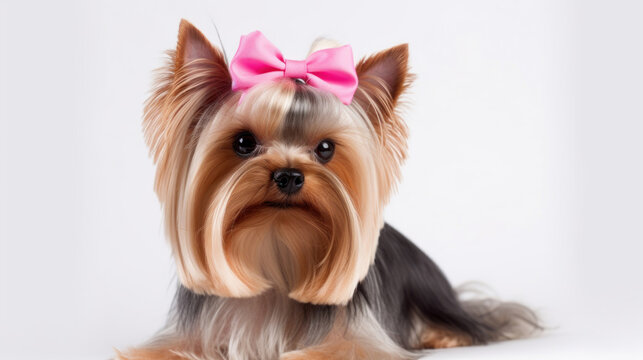 animal on the white Background Yorkshire terrier generative ai