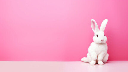 Obraz premium animal on the white Background pink bunny generative ai