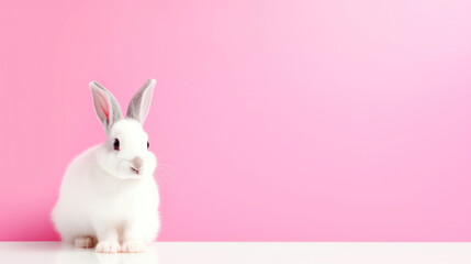 animal on the white Background pink bunny generative ai