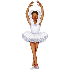 Naklejka premium watercolor cute ballerina girl elegant pose