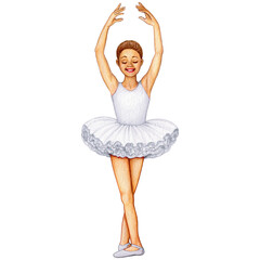 Naklejka premium watercolor cute ballerina girl elegant pose