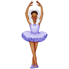 Naklejka premium watercolor cute ballerina girl elegant pose
